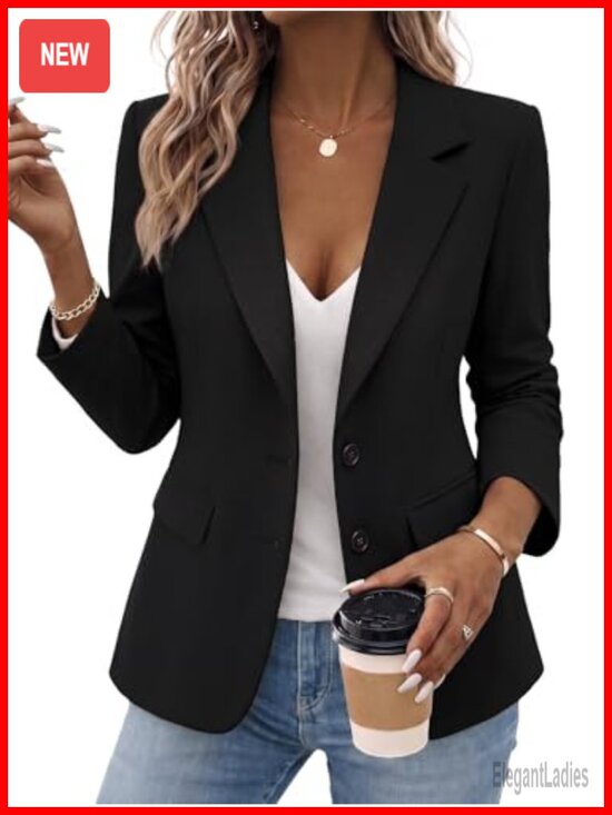 Jackets & Blazers - Women's Lightweight Fully Lined Business Casual Blazer Suit Jacket with Pockets